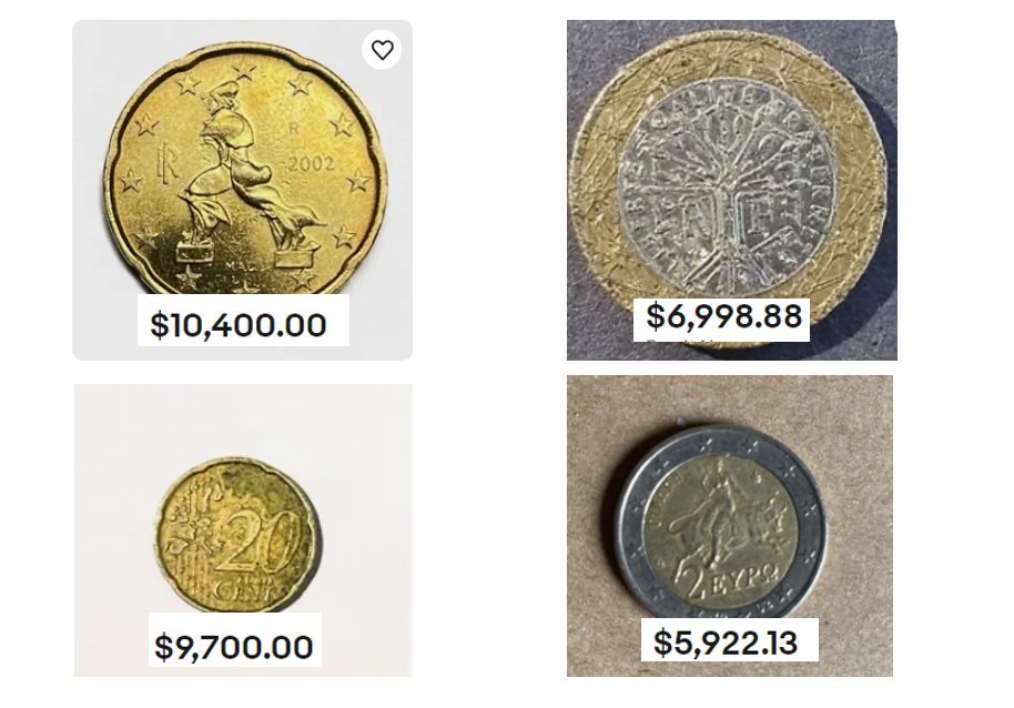 Vertingos monetos („eBay“ nuotr, koliažas) 