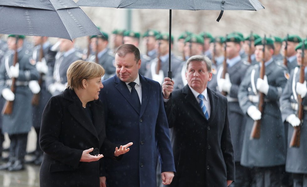 A. Merkel ir S. Skvernelis (nuotr. SCANPIX)