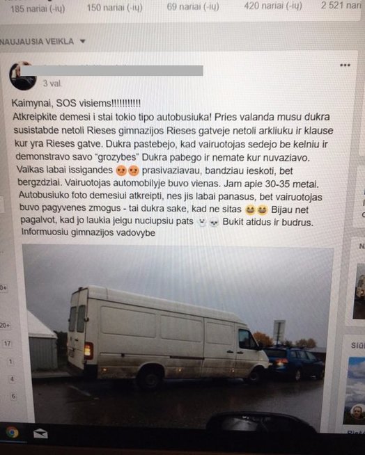 Vyras įspėjo kitus apie iškrypėlį Vilniaus rajone (nuotr. facebook.com)