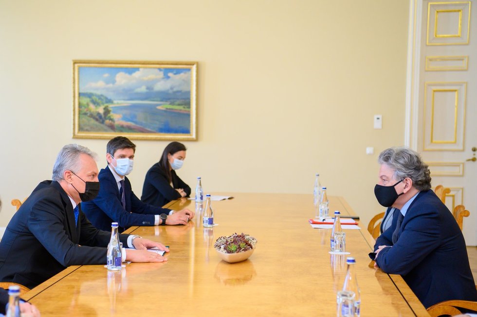 Prezidentas susitiko su Europos Komisijos nariu, atsakingu už vidaus rinką, Thierry Bretonu