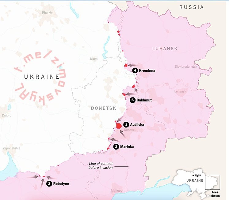 Karo Ukrainoje žemėlapis (nuotr. Twitter)