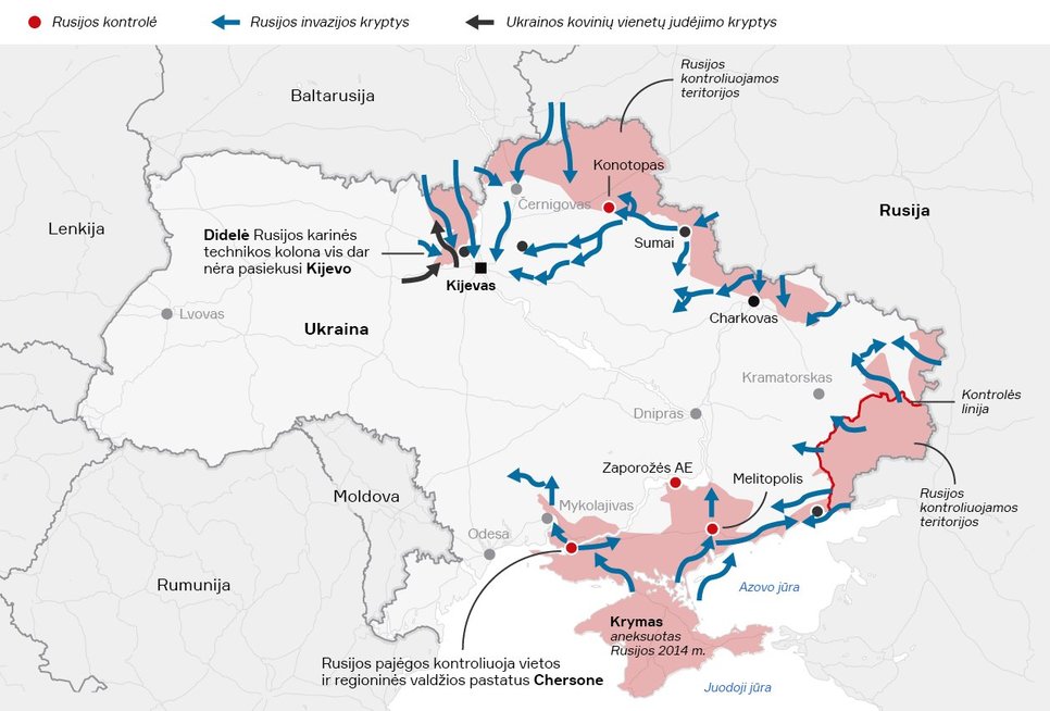 Ukrainos žemėlapis, kovo 5 d./Guardian