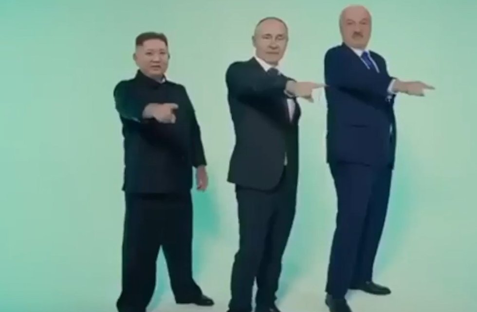 Paskelbtas Vladimiro Putino vaizdo įrašas: jame šoka ir dainuoja (nuotr. stop kadras)