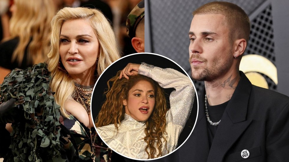 Madonna, Justin Bieber, Shakira (tv3.lt koliažas) Madonna, Justin Bieber, Shakira (tv3.lt koliažas)