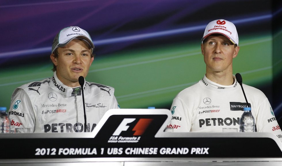 Nico Rosbergas ir Michaelis Schumacheris (nuotr. SCANPIX)