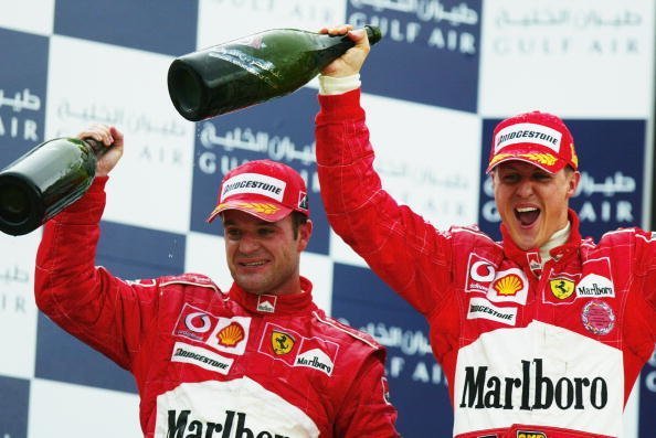 Rubensas Barrichello ir Michaelis Schumacheris (nuotr. asm. archyvo)