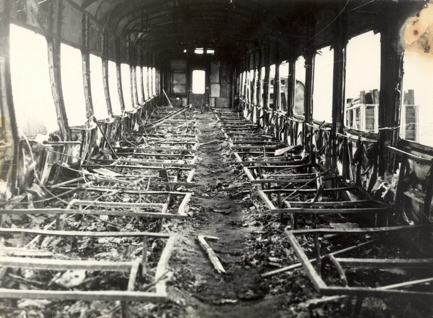 Žaslių stoties traukinio tragedija (nuotr. Kaišiadorių muziejaus)  