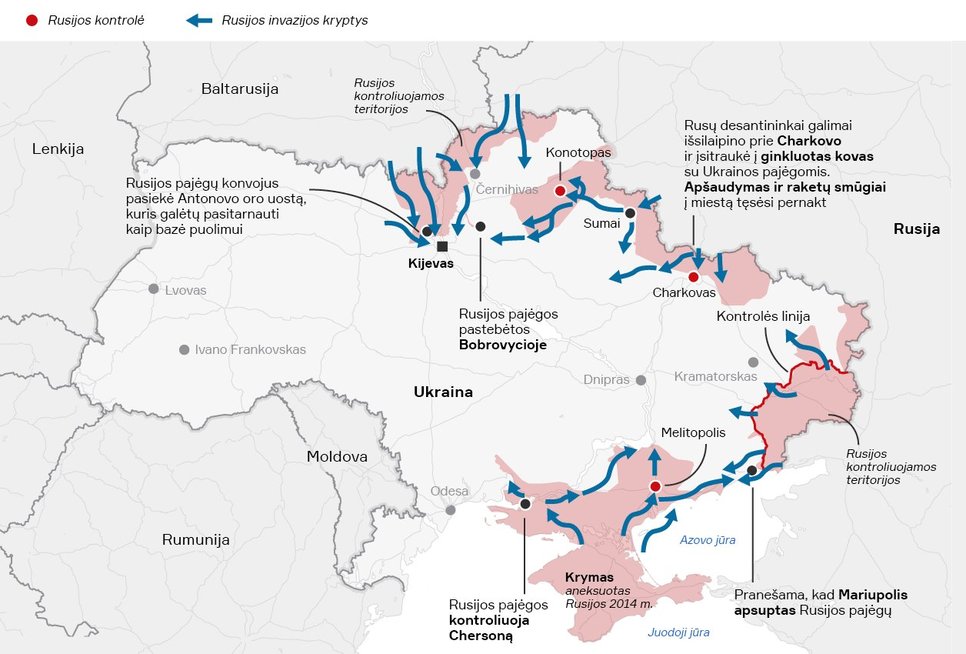Ukrainos žemėlapis, kovo 3 d./Guardian
