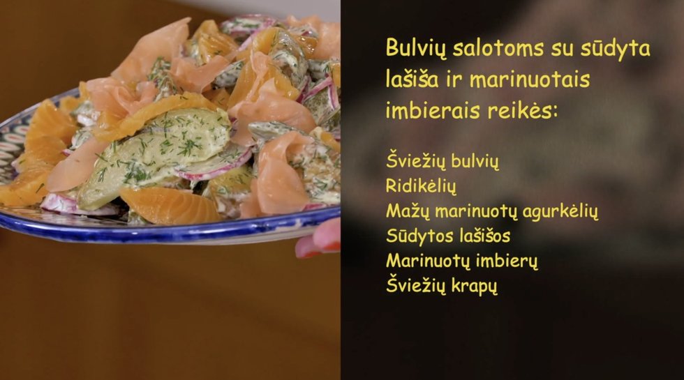 Kotrynos Starkienės firminės bulvių ir lašišos salotos – nuo stalo dings pirmos (nuotr. stop kadras)