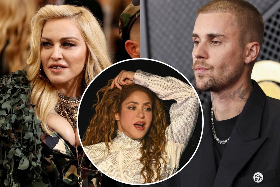 Madonna, Justin Bieber, Shakira (tv3.lt koliažas)