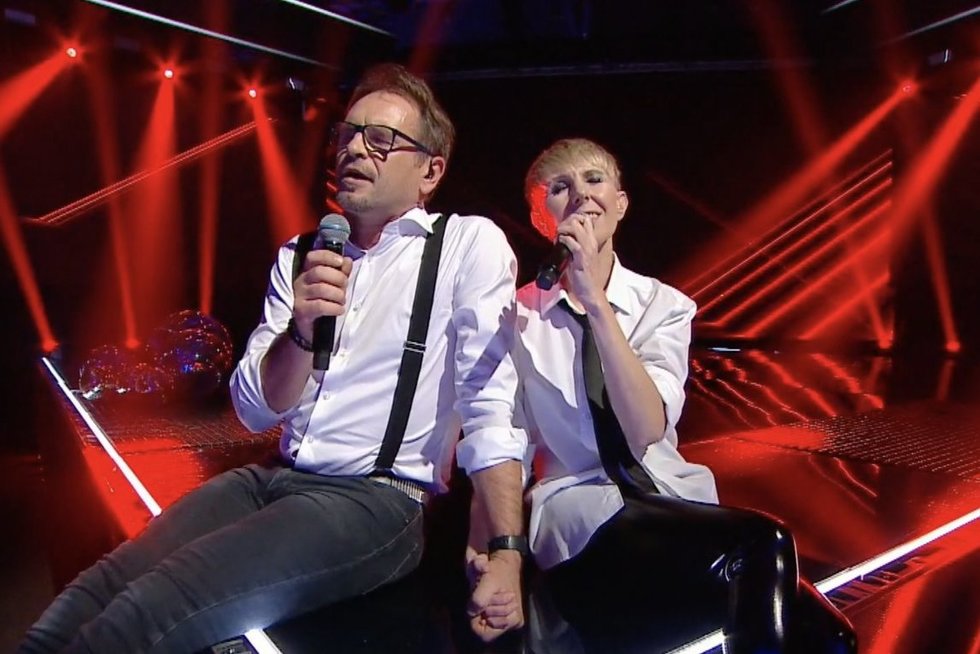 „X faktoriaus“ scenoje netikėta premjera: nauja Marijono Mikutavičiaus ir Giedrės daina (nuotr. stop kadras)