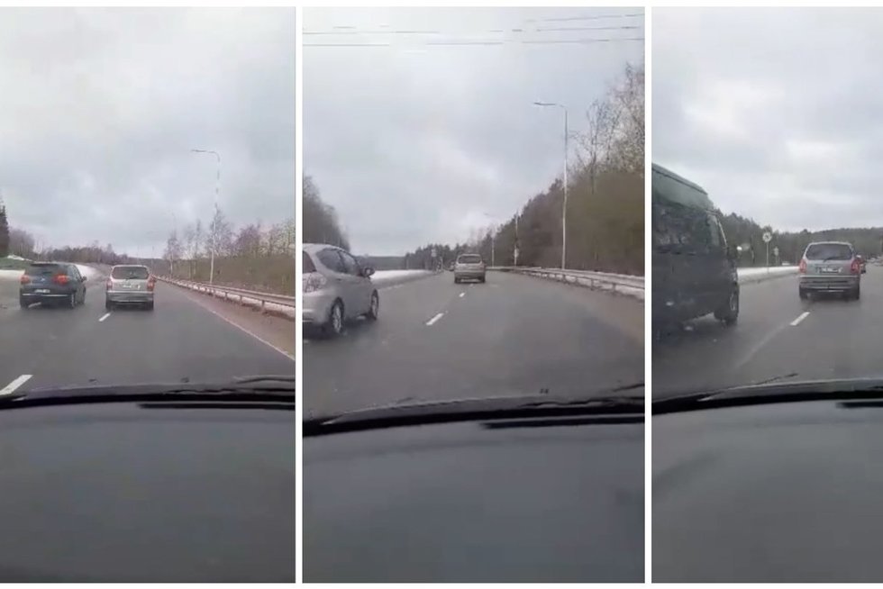 Išvydęs vairuotojos manevrus Vilniuje vyras negalėjo patikėti: moters kelionę nutraukė policija (nuotr. stop kadras)