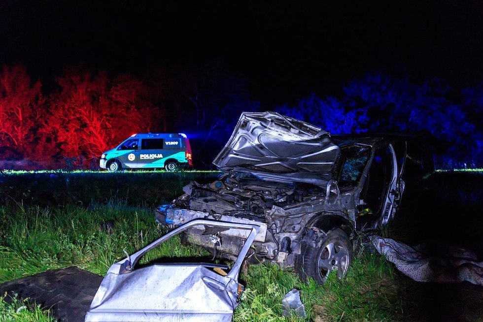 Netoli Rudaminos esančiame Totorinės kaime žuvo nuo kelio nulėkusio „Volvo“ vairuotojas (nuotr. Broniaus Jablonsko)