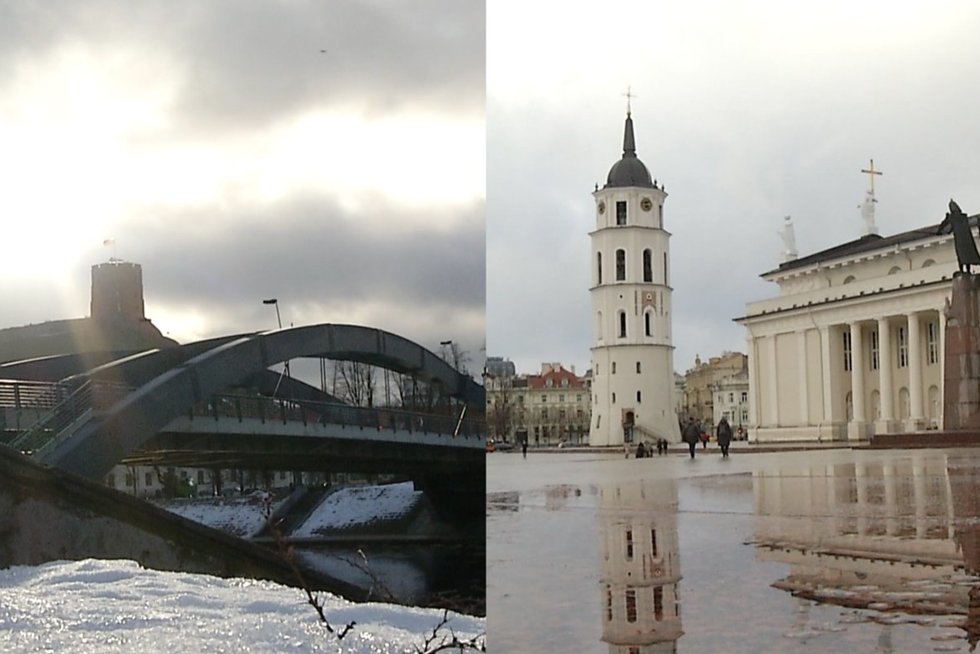 Katedros aikštė, Gedimino bokštas, Mindaugo tiltas, Vilniaus centras (tv3.lt koliažas)